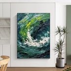 “Green - Blue Impasto Swirl” - Abstract - Inspired Nature Painting On Canvas PT1405