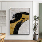 “Bold Black and Gold Abstract” - Modern Abstract Painting On Canvas PS0039