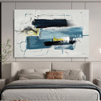 “Blue - Black Abstract Composition” - Modernist Abstract Painting On Canvas PT1561