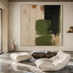 Green, Black, Beige with Loose Strokes "Wild Greens" Abstract Painting On Canvas PS1298