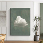 “Single White Cloud: Minimalist Nature Art” - Whimsical Realist Painting On Canvas PT0970