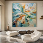 “Colorful Floral Abstraction” - Romantic Abstract Painting On Canvas PS0183