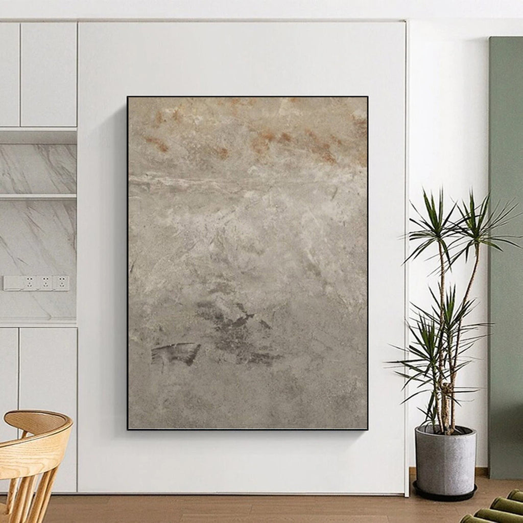 “Grey Textured Surface: Industrial - Inspired Abstract” - Raw Modern Art On Canvas PT0960