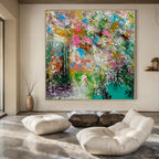 Repeated Colorful Chaos - Vibrant Duplicate Abstract Splatter Painting On Canvas PS1227
