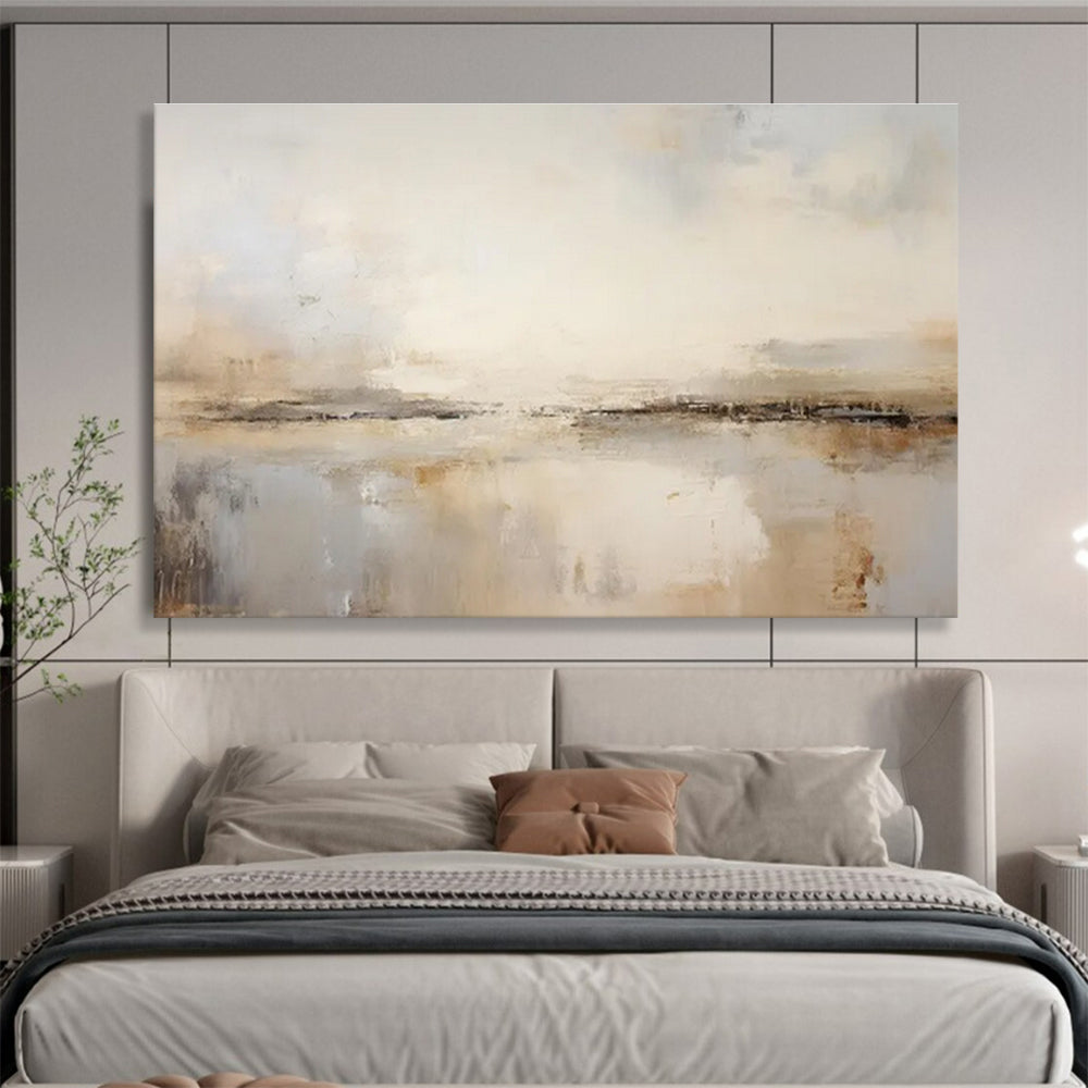 “Neutral Toned Abstract Landscape” - Abstract Landscape Painting, Suitable for Minimalist Bedroom & Yoga Studio DKS623