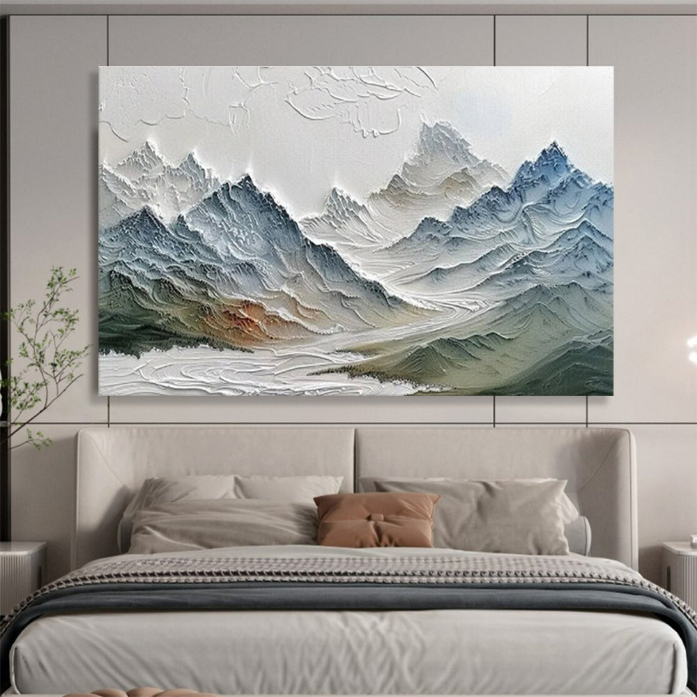 “3D Textured Mountain Range” - Sculptural Landscape Painting On Canvas DKS453