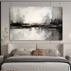 Black and White Abstract Reflection Modern Abstract Painting On Canvas DKS153