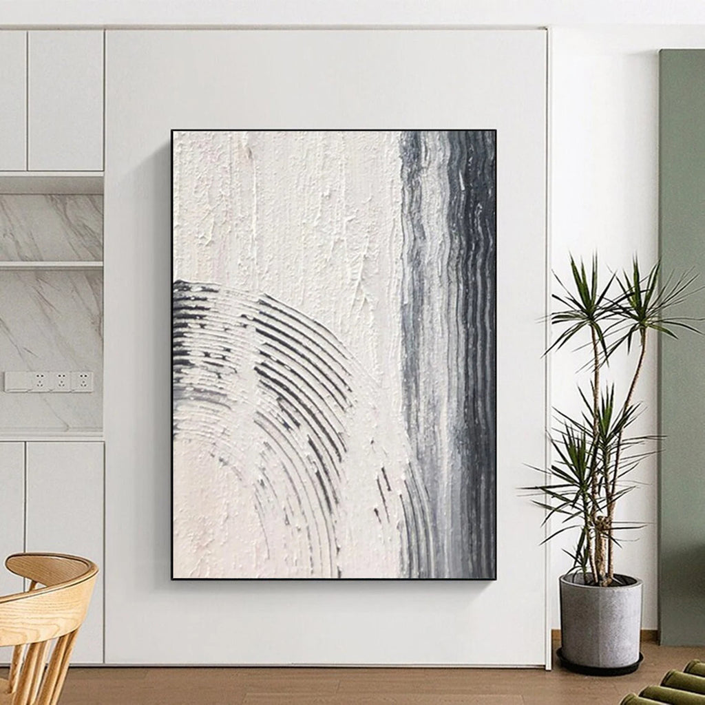 “Linear Textures: Gray, White Abstract” - Subtle Abstract Painting On Canvas DS399