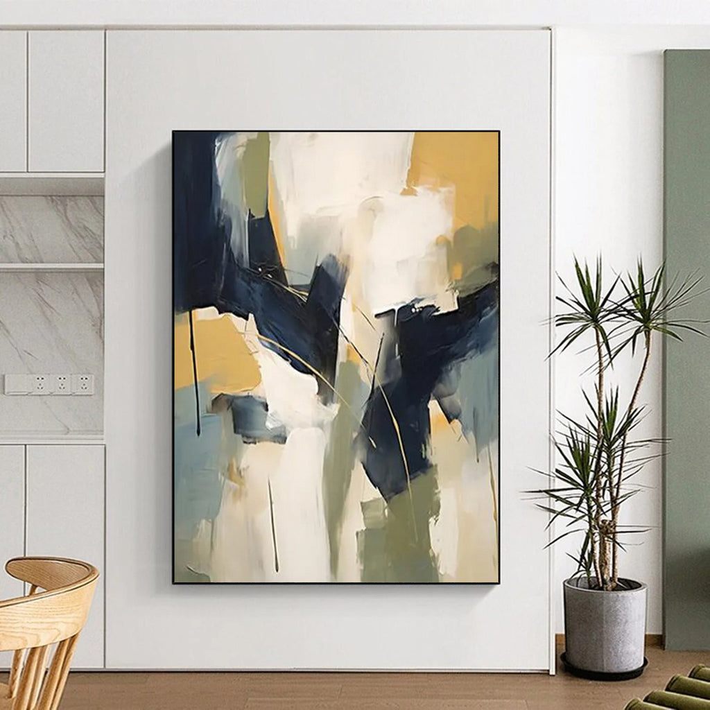 “Geometric Harmony” - Bold Shapes & Cool Hues Painting On Canvas DS123