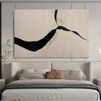 Black and Beige Curved Ribbon Minimalist Abstract Painting On Canvas DKS145