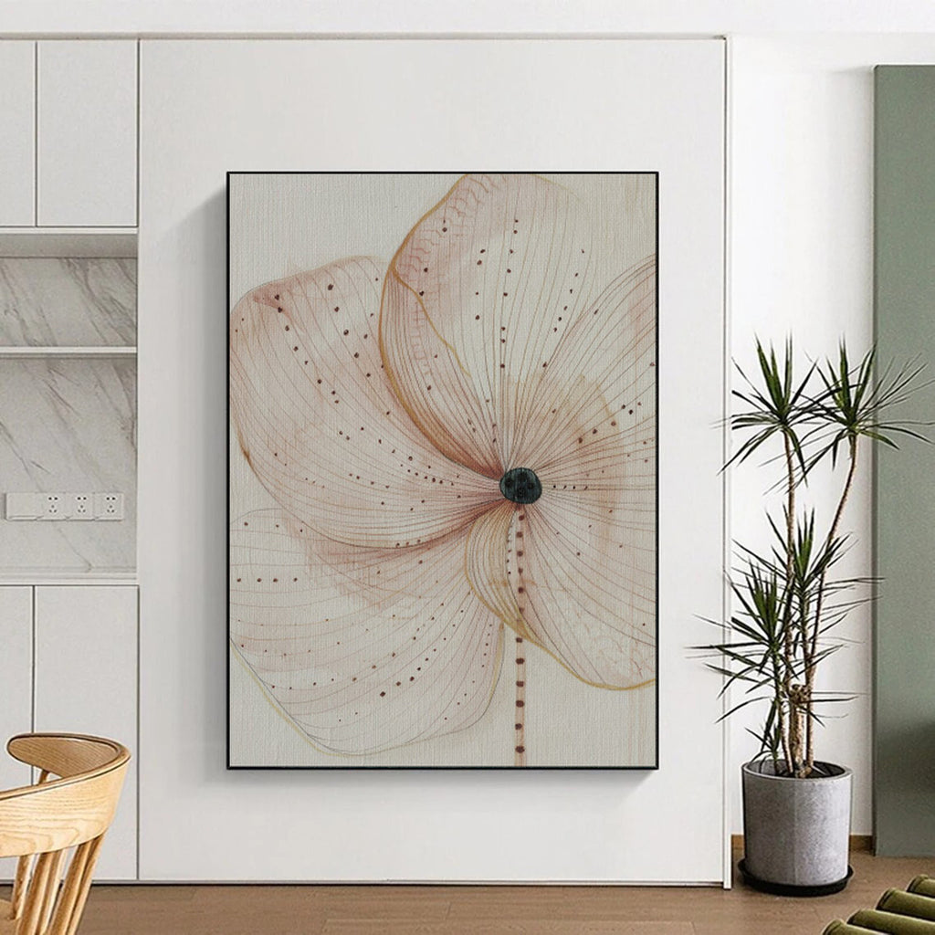 “Delicate Flower Sketch” - Botanical Sketch Painting On Canvas PT1926