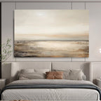 “Beige - Toned Abstract Seaside” - Neutral - Tone Landscape Painting On Canvas PT1572