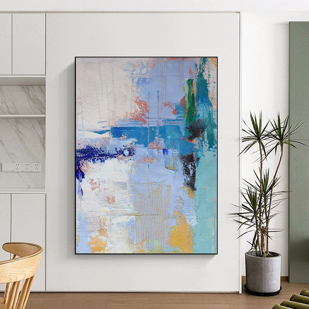 “Blue - Orange Abstract Fusion” - Vibrant Abstract Painting On Canvas PS0222