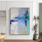 “Blue - Orange Abstract Fusion” - Vibrant Abstract Painting On Canvas PS0222