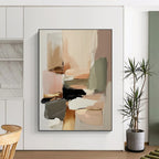 “Blush - Neutral Abstract Blocks” - Blush, Neutral Tones Abstract Geometric Painting On Canvas PS0736