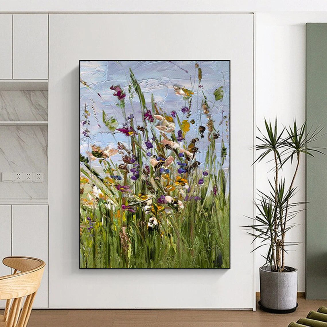 “Colorful Wildflowers: Impasto Floral Painting” - Vibrant Botanical Art On Canvas PT0947