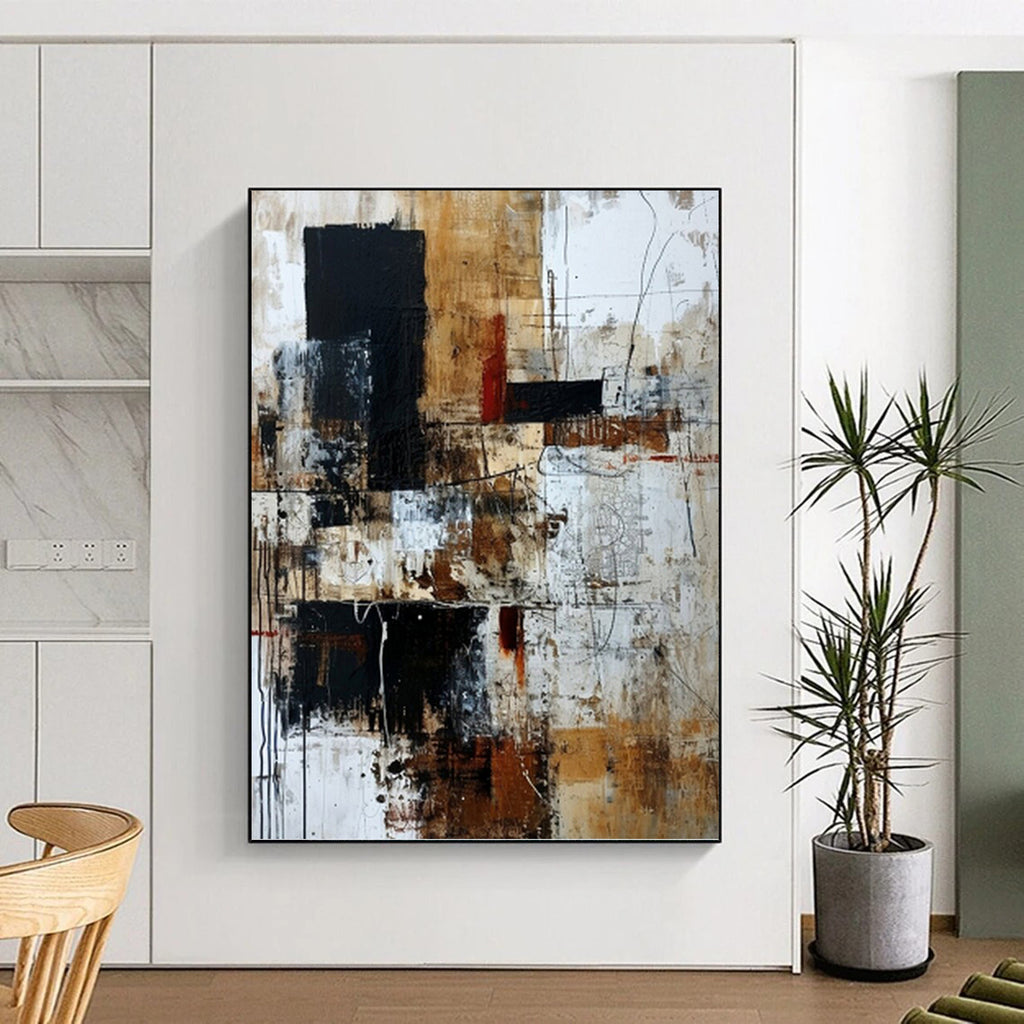 “Brown - Black Abstract” - Abstract Expressionist Painting On Canvas PT1330