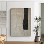 “Grey - Black Geometric Fragment” - Minimalist Abstract Painting On Canvas PT1158