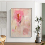 “Pink - Gold Abstract” - Pink, Beige, Gold Abstract Painting On Canvas PS0441