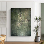 “Green Abstract Textured Field” - Textured Abstract Painting On Canvas PT1195