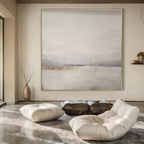 Soft Gray, Beige with Subtle Layers "Muted Horizon" Abstract Painting On Canvas PS1376