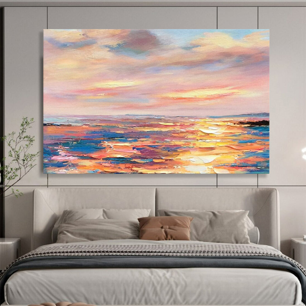 “Pastel Sunset Seascape” - Impressionist Landscape - Painting On Canvas PT1736