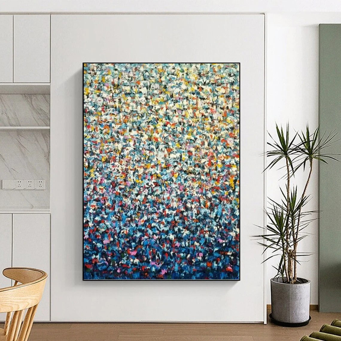 “Colorful Dot Abstract” - Pointillist - Inspired Painting On Canvas PT1344