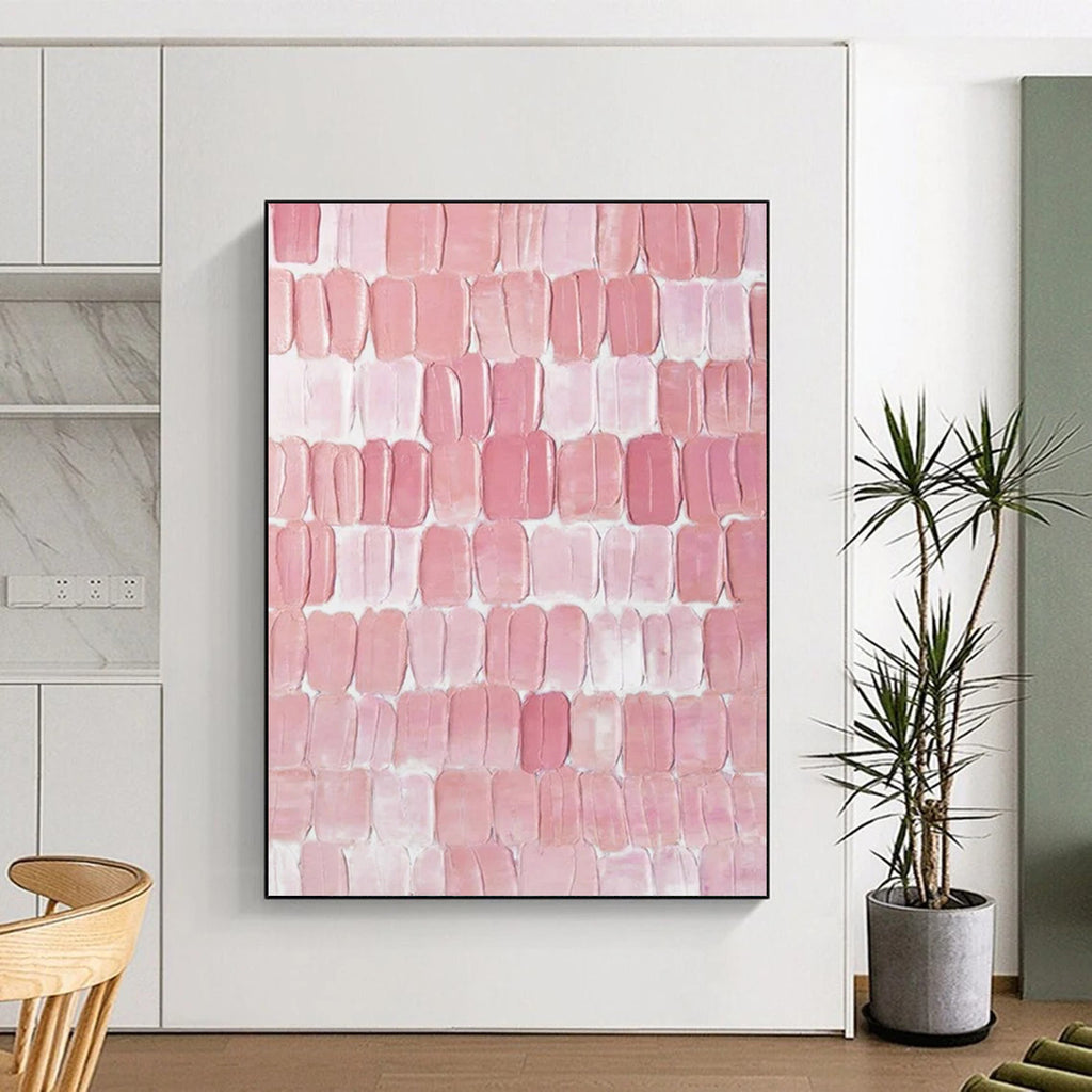 “Pink Textured Abstract” - Minimalist Textured Painting On Canvas PT2266