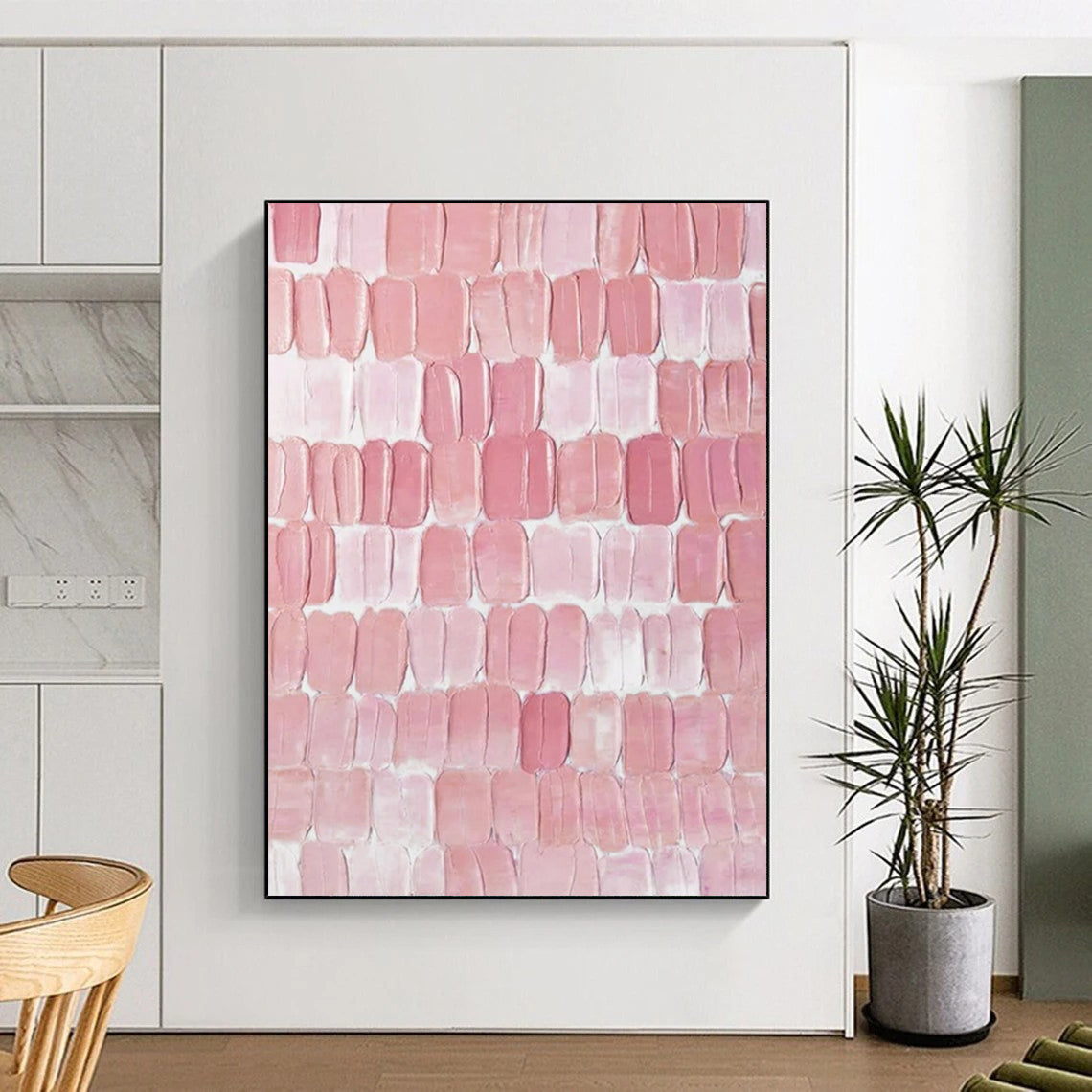 “Pink Textured Abstract” - Minimalist Textured Painting On Canvas PT2266