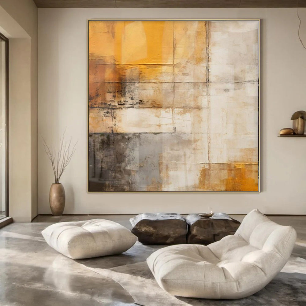 Soft Pinks, Oranges, and Creams with Curved Forms "Sunset Silhouettes" Abstract Shape - Focused Painting On Canvas PS1057