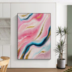 “Pink and Blue Marble - Like Abstract” - Abstract Impasto Painting On Canvas PS0029