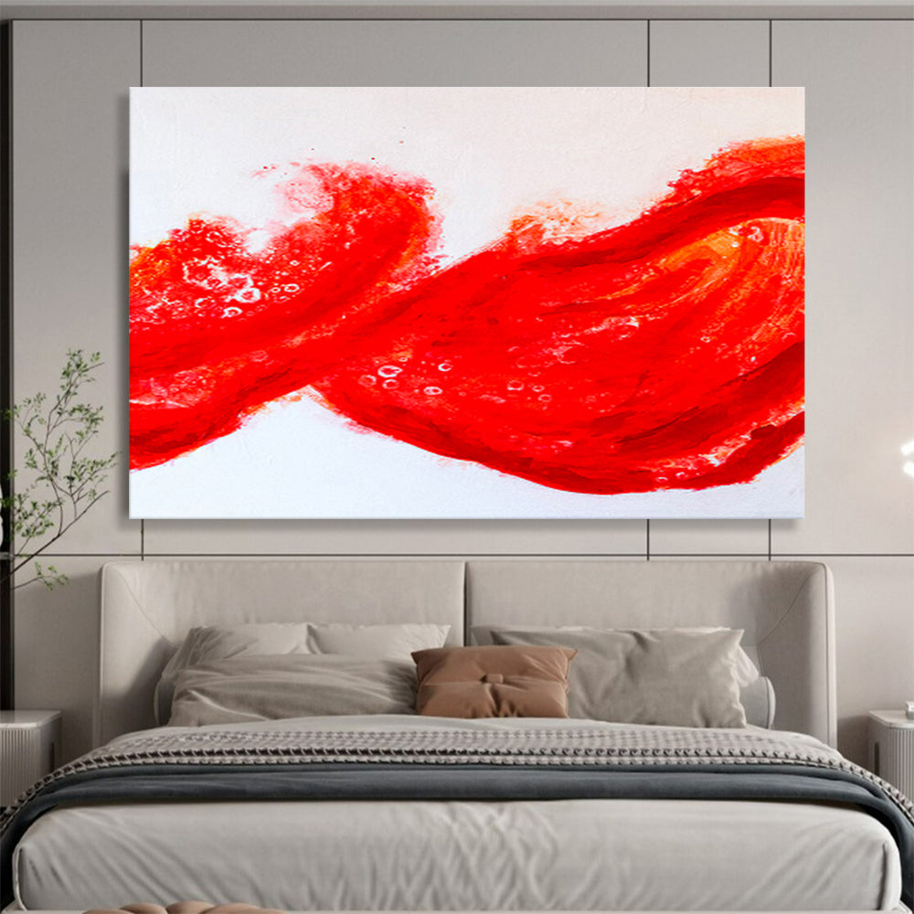 “Dynamic Red Abstract Wave” - Abstract Painting On Canvas DKS569