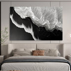 “Black and White Wave Textures” - Monochrome Marine Painting On Canvas PT075
