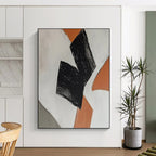Orange - Black Geometric Forms Painting On Canvas DS111
