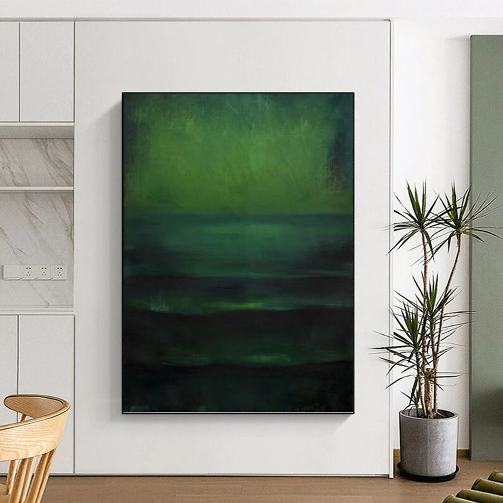“Gradient Green Abstract Scene” - Minimalist Abstract Painting On Canvas PT1189