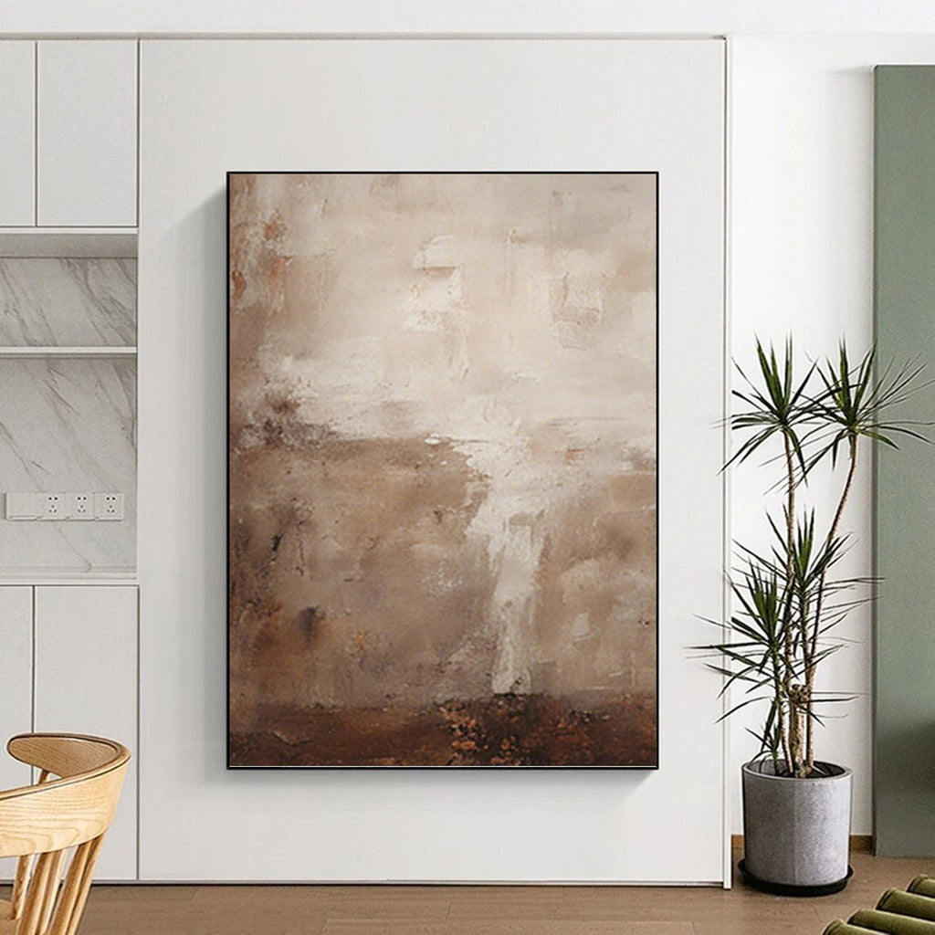 “Soft Earth - Tone Abstraction” - Subtle, Neutral Palette Painting On Canvas PT1470