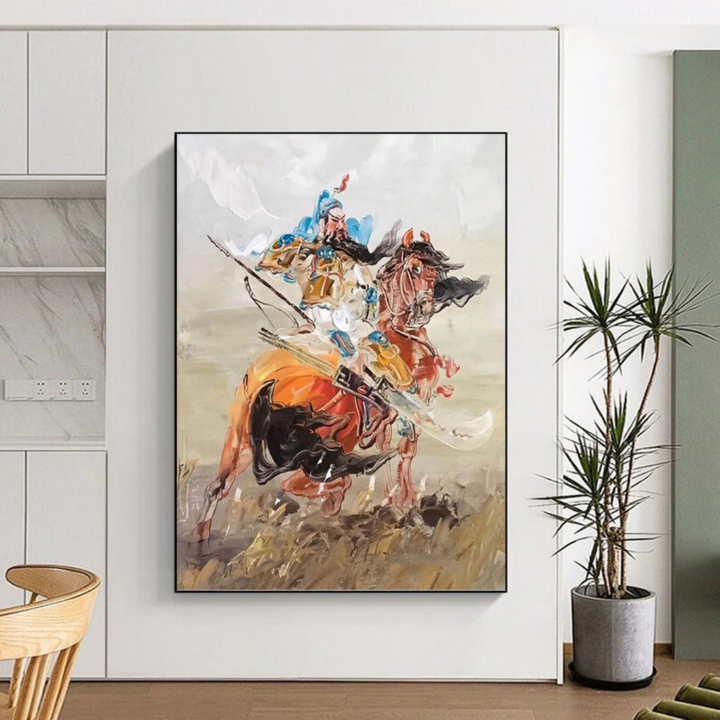 “Guan Yu on Horseback” - Oriental, Legendary - Themed Painting On Canvas PT1590