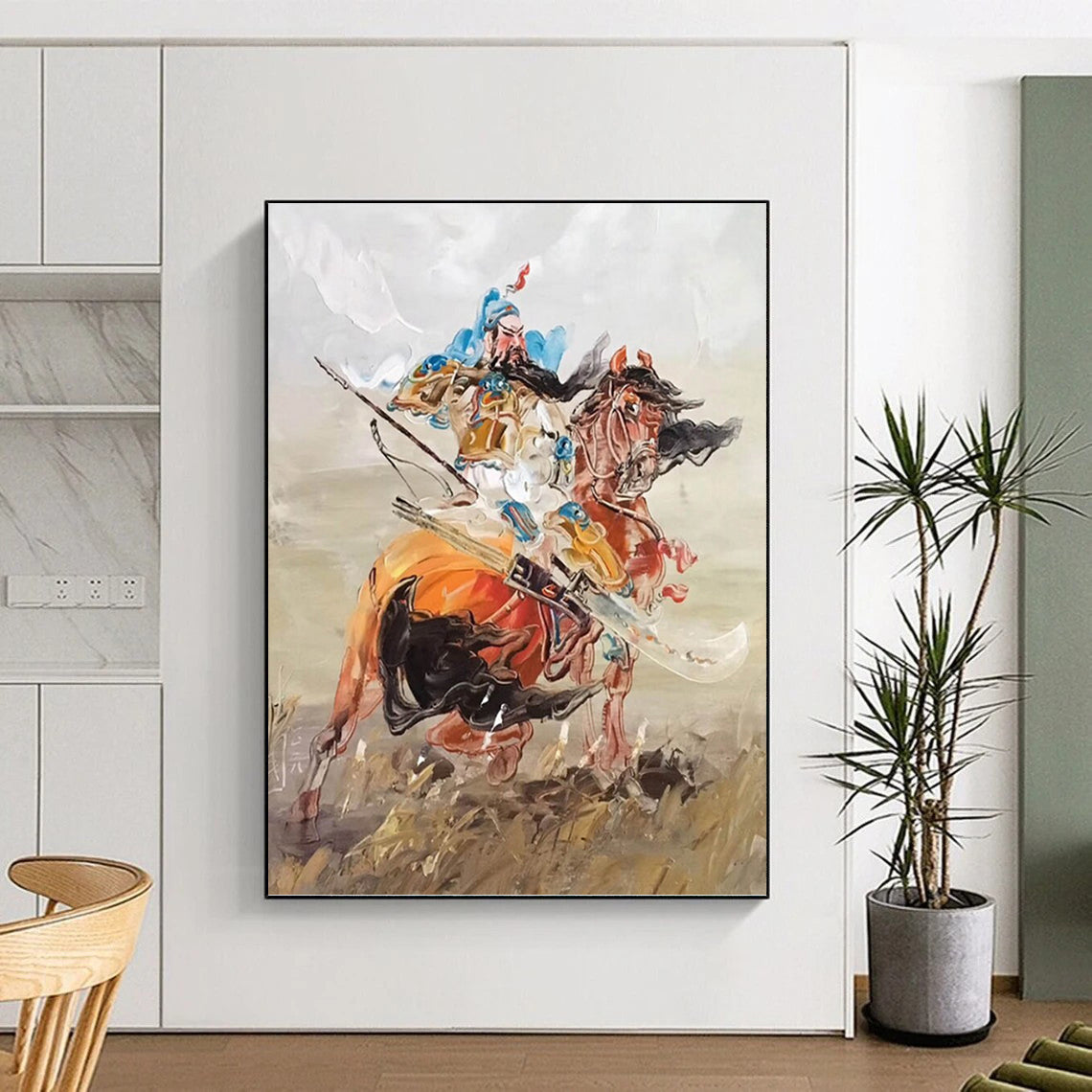 “Guan Yu on Horseback” - Oriental, Legendary - Themed Painting On Canvas PT1590