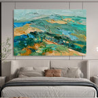 Textured Landscape in Greens and Blues - Impasto Landscape Painting On Canvas DKS341