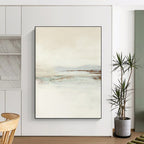 “Neutral Tones Abstract Landscape” - Beige, Gray & Subtle Greens Painting On Canvas DS224