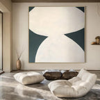 White and Dark Green, "Balanced Shapes" – Minimalist Abstract Painting On Canvas PS0999