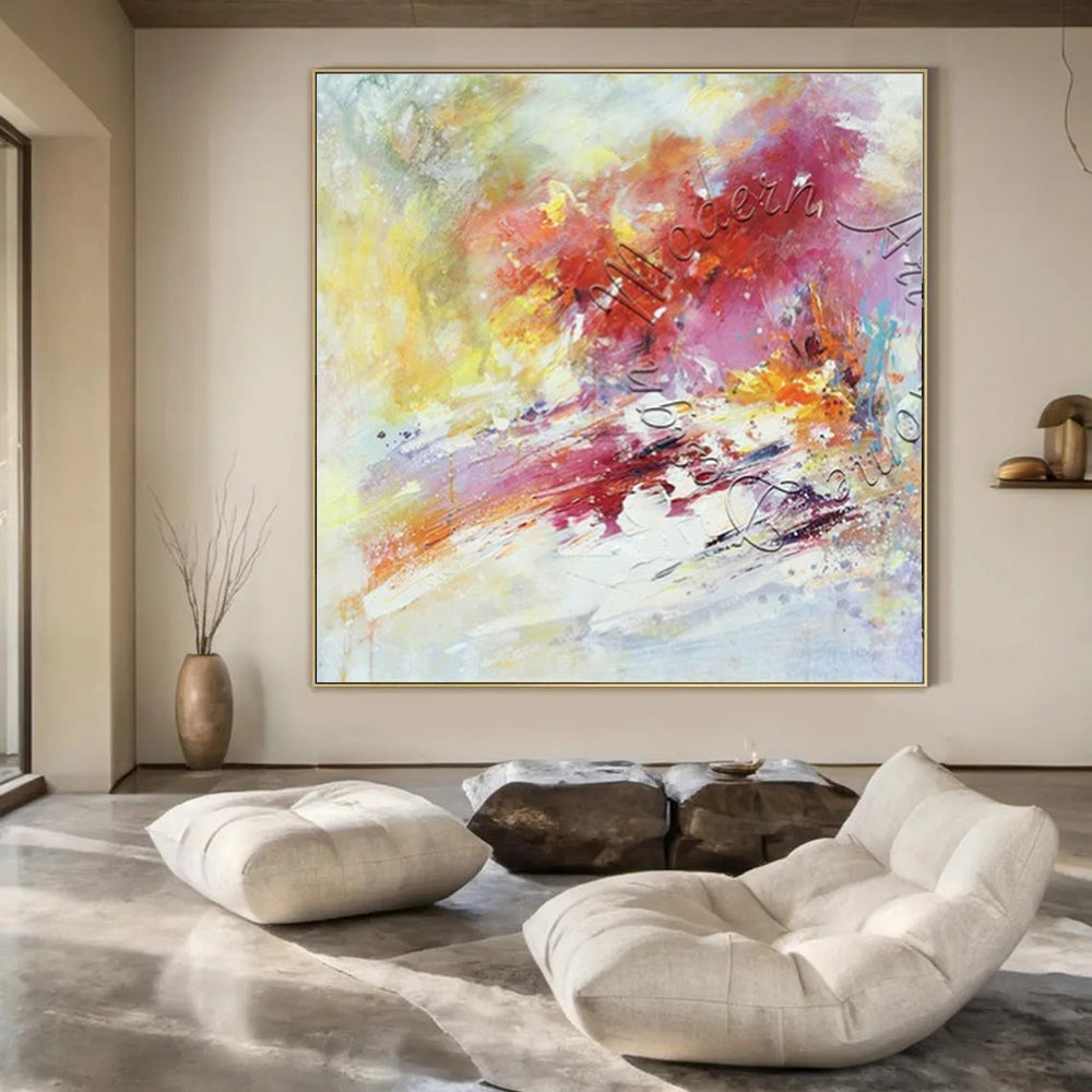 Bright Color Burst, "Rainbow Rhapsody" – Abstract Expressionist Painting On Canvas PS0929