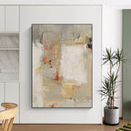 “Abstract in Beige, Gray & Red” - Abstract - Inspired Contemporary Painting On Canvas PT1435
