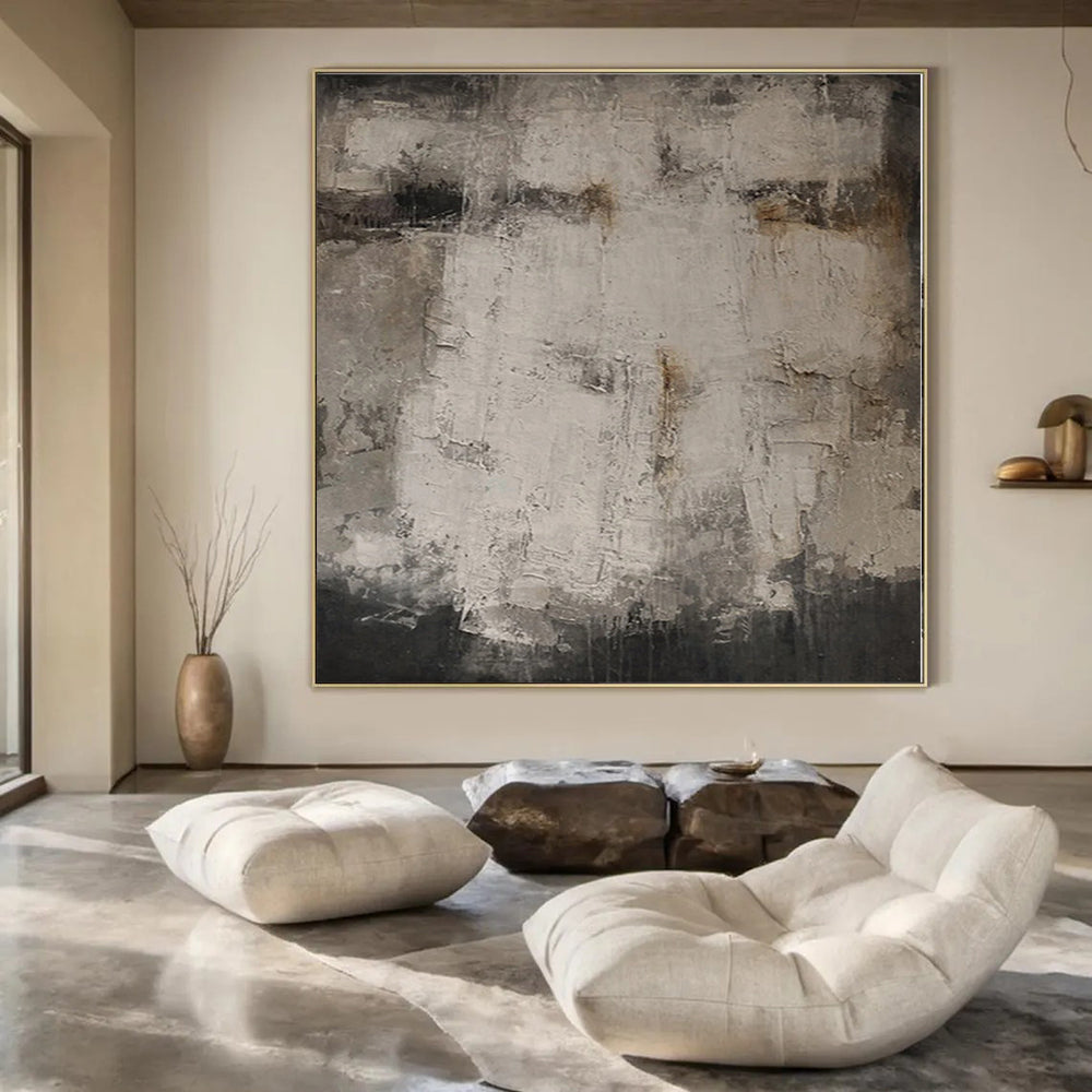“Gray - Brown Textured Rustic” - Industrial Abstract Painting On Canvas PS0126