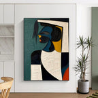 “Cubist Woman in Color Blocks” - Cubist, Female Portrait Painting On Canvas PT1467