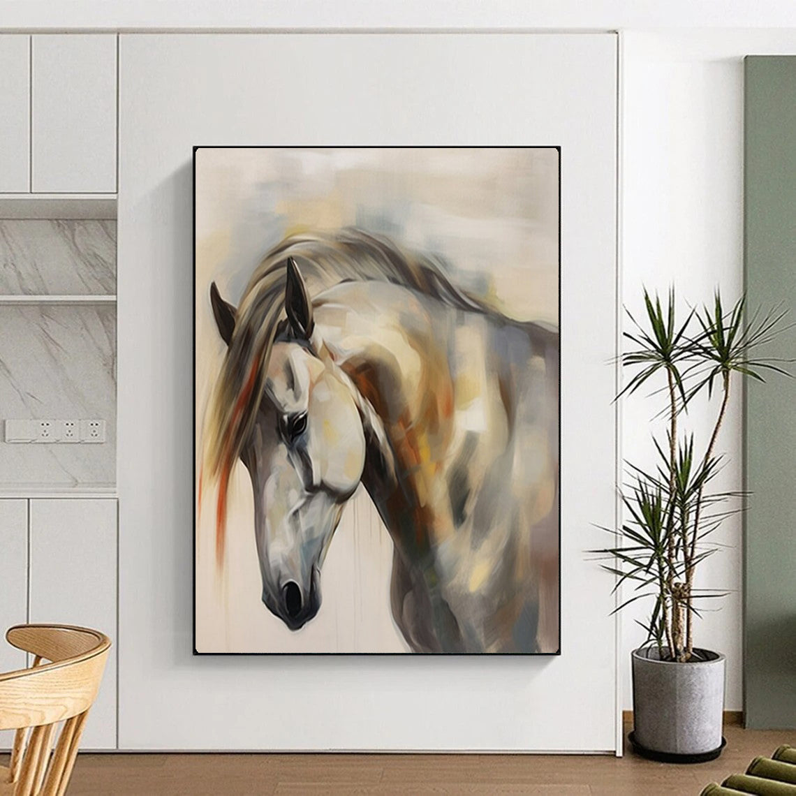 Ethereal Equine Soft - Hued Abstract Horse, Painting On Canvas PT2144