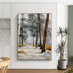 “Snowy Forest Path” - Impressionist Landscape Painting On Canvas PT1274