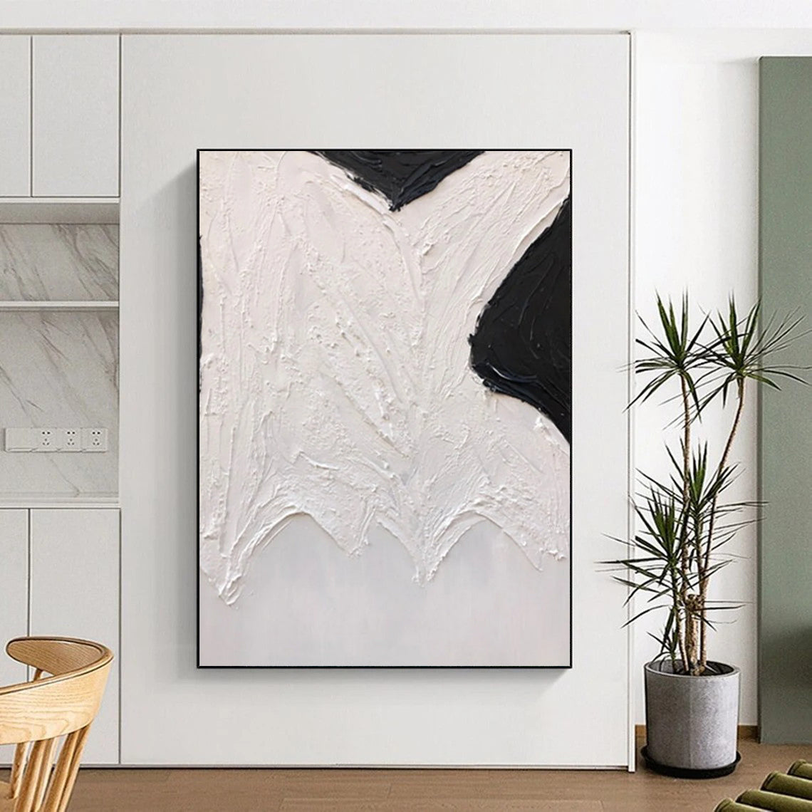 “Black and White Textured Abstract Forms” - Subtle Abstract Painting On Canvas DS405