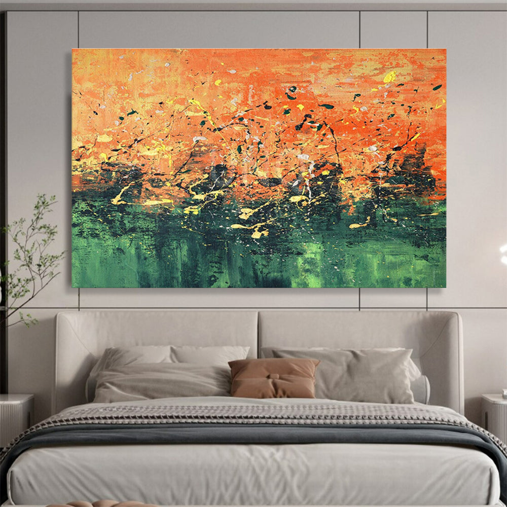 Vibrant Splatter Landscape - Expressive Abstract Painting On Canvas DKS345