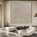 Beige with Textured Patches "Subtle Story" Abstract Painting On Canvas PS1473